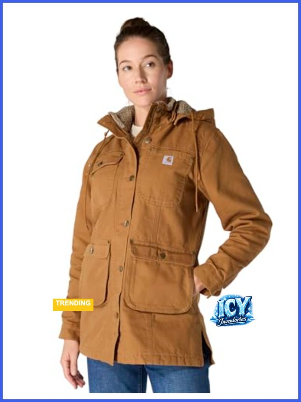 Women's Loose Fit Cotton Duck Coat Quilted Flannel Lined